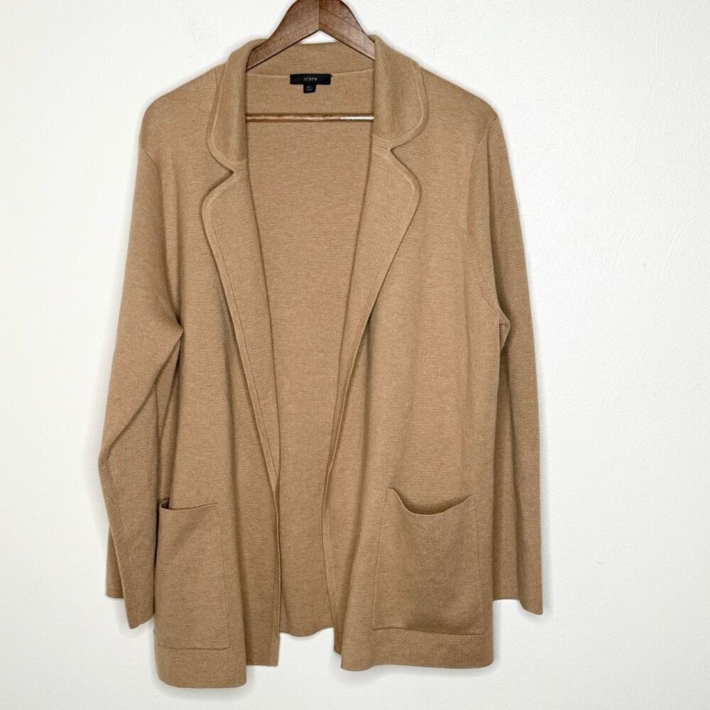 J. Crew Re-Imagined Wool Blend Open Front Cardigan in Tan - Women’s US XL